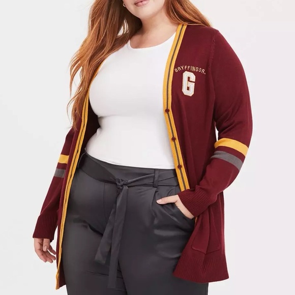 Torrid x Harry Potter Gryffindor Dark Red Varsity Boyfriend Cardigan 1X 14 16 - Picture 12 of 15